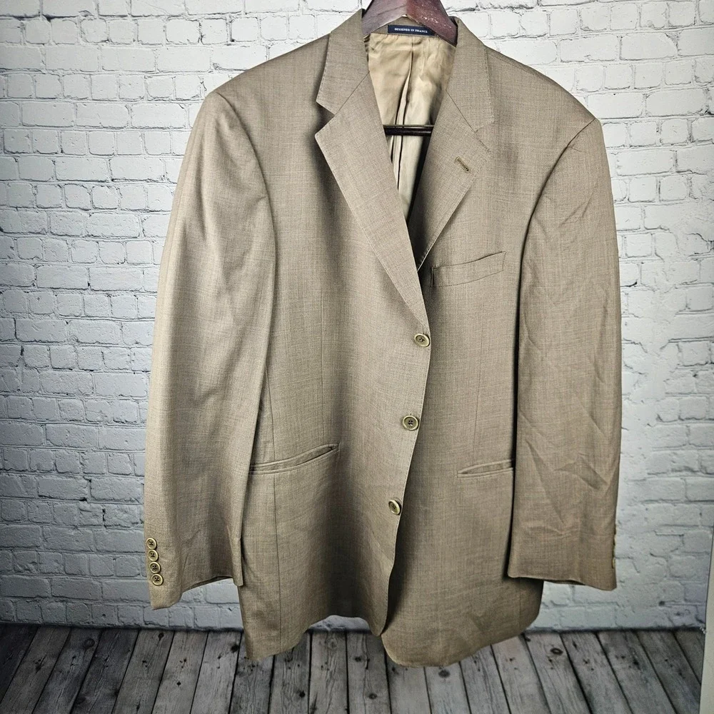 Daniel Cremieux Collection Tan Wool 3 Button Blazer Sport Coat Mens 44R Dillard